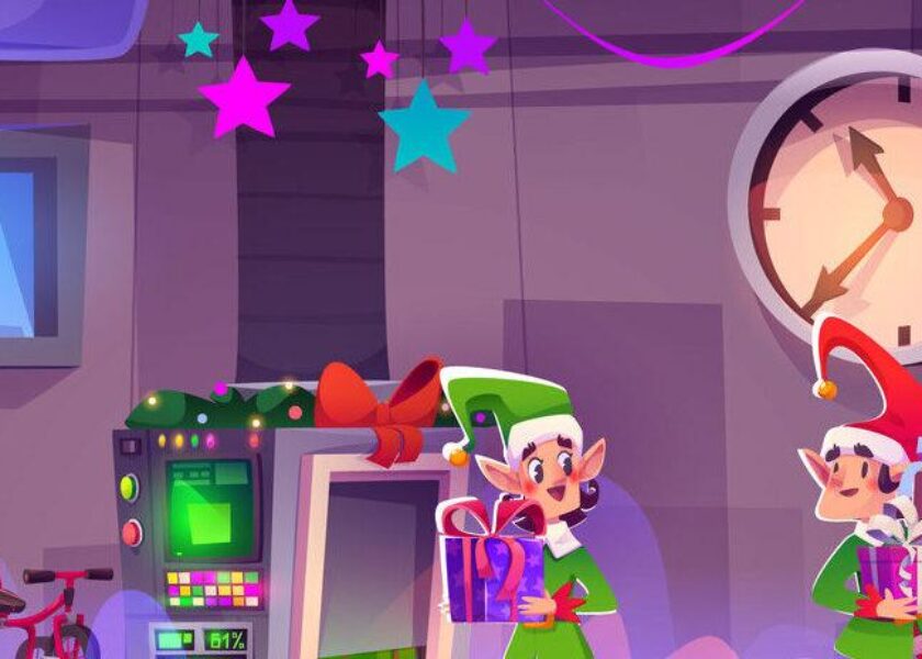 Santa Claus Christmas factory room interior