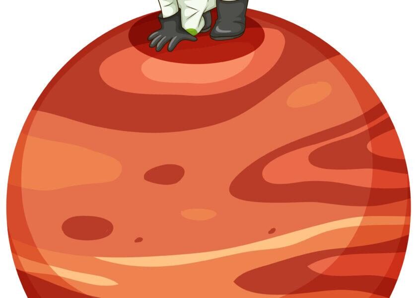Astronaut on Mars planet